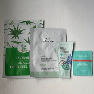 Beauty Bundle- Peach & Lily, Snail Rescue, Arbonne and Elobara Foot Mask.